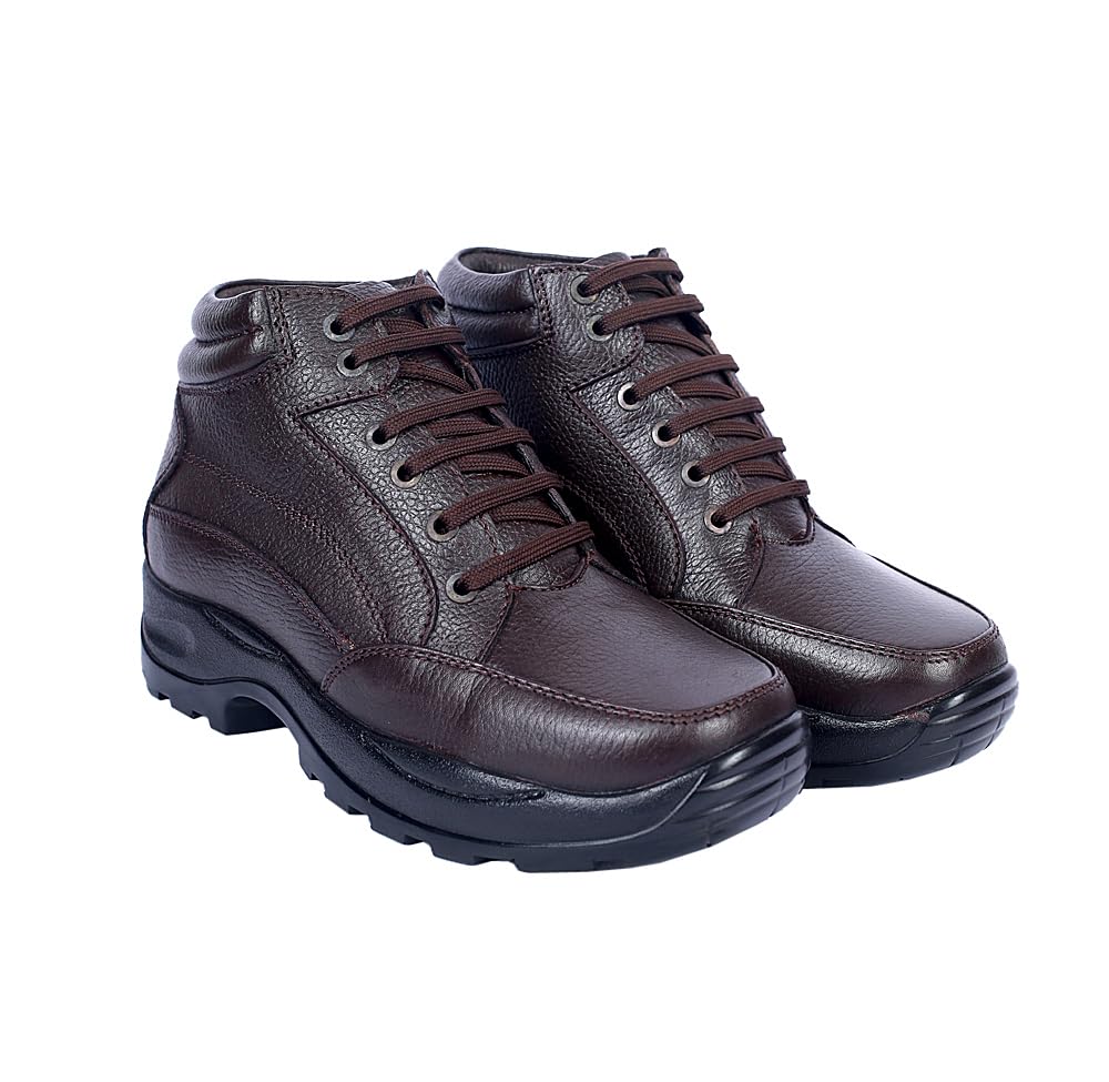 Revox Height Increasing Brown Pure Leather Casual Elevator Boots for Men with Guaranteed 3 Inch Height Increase