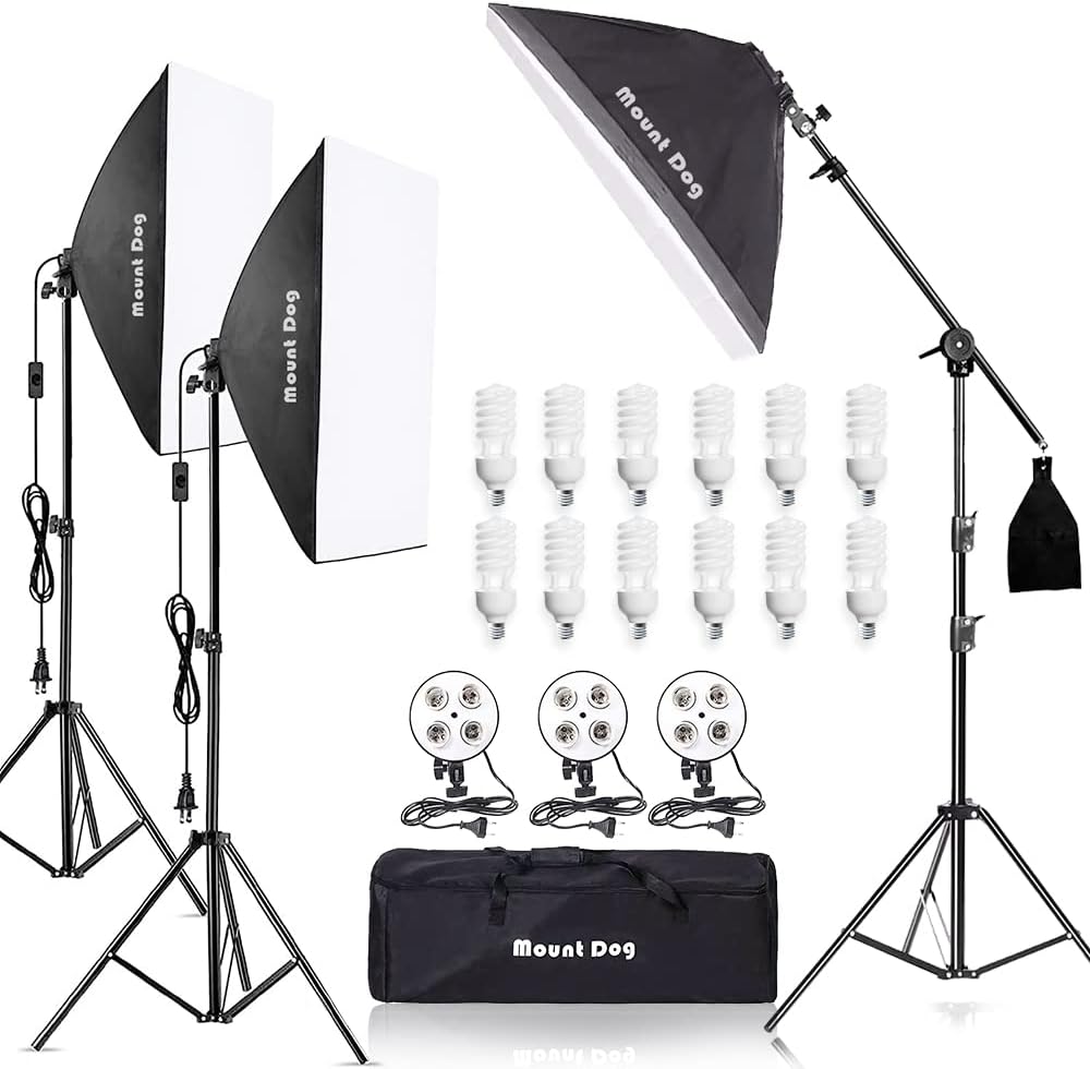MOUNTDOG 2400W Photography Softbox Continuous Lighting Kit Studio Light
