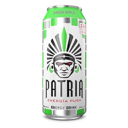 Miniatura 2 de Patria Energy Drink - Sin azúcar, paquete de 12, sabor a manzana verde, latas de 16 onzas - Sabor 100% natural, 200 mg de cafeína