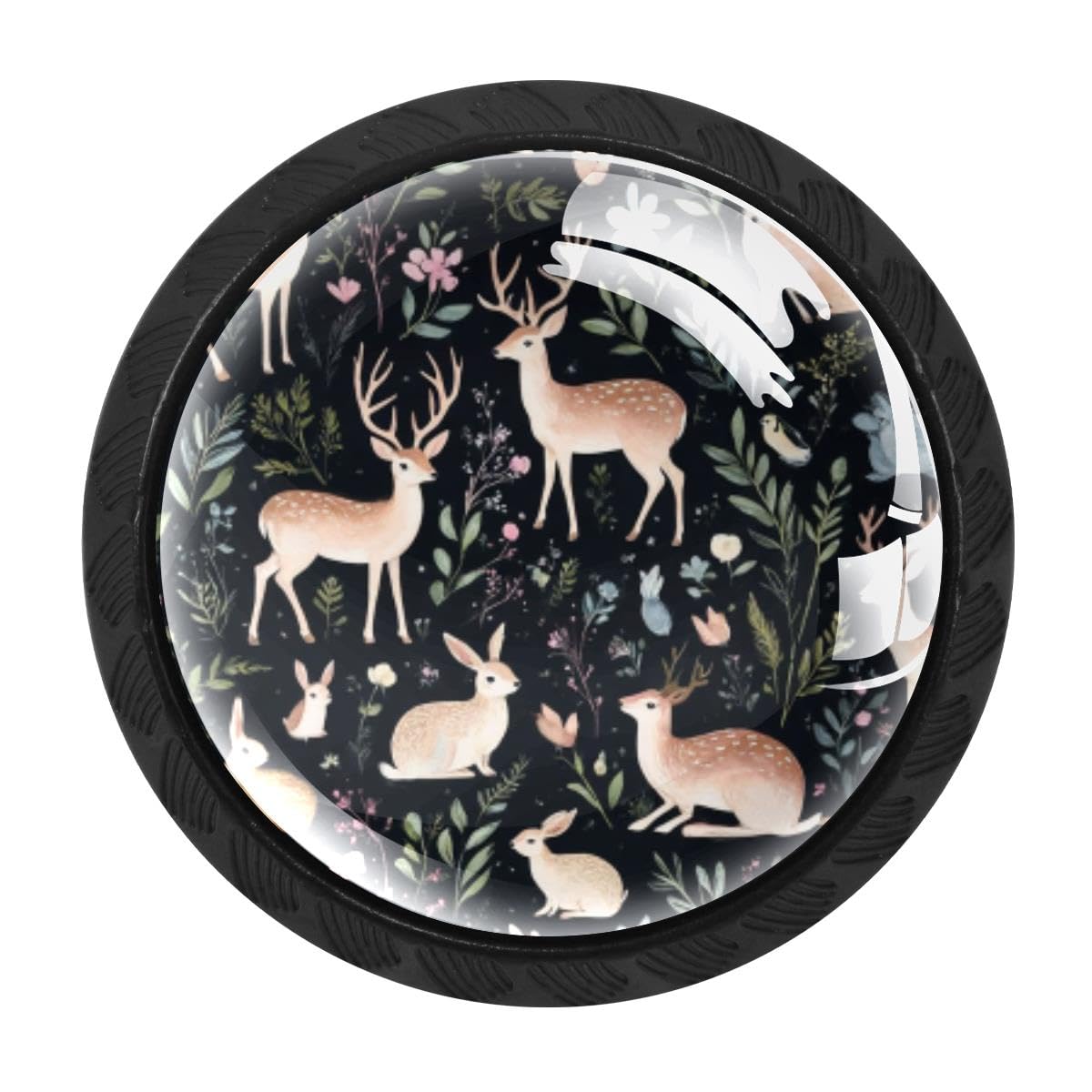 Heoeh Multi 15 4 Pcs Kitchen Cabinet Knobs, Deer Floral Drawer Knobs Dresser Handles