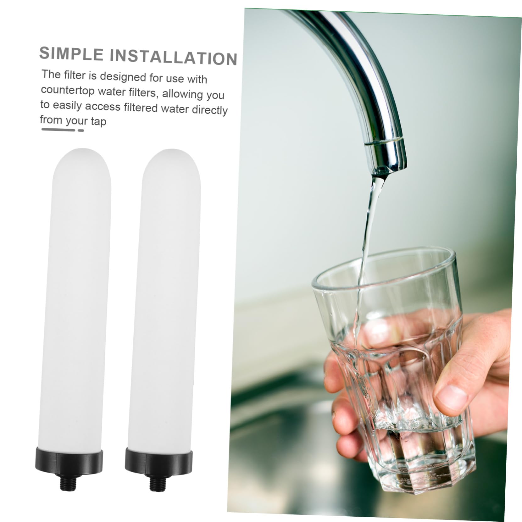 2 Pièces Cartouche de Filtration en Céramique Beige Compatible Système de Filtration sur Comptoir Installation Pratique pour Eau Potable