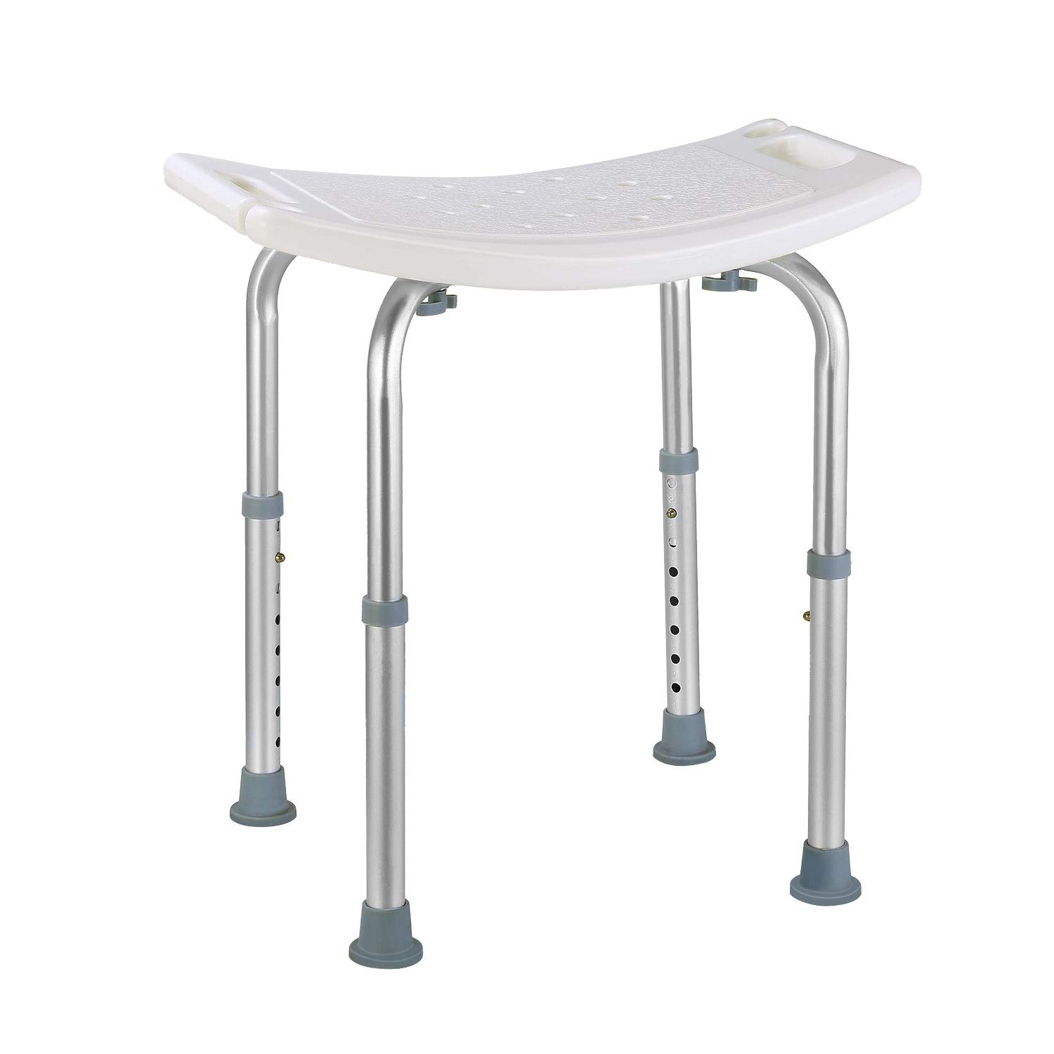 Badhocker Duschstuhl, 8 Höhenstufen Duschhocker von 38-55cm, Anti-Rutsch Duschsitz mit rutschfesten Gummifüßen Aluminium-Rahmen, für die Innendusche, Duschhilfe Senioren