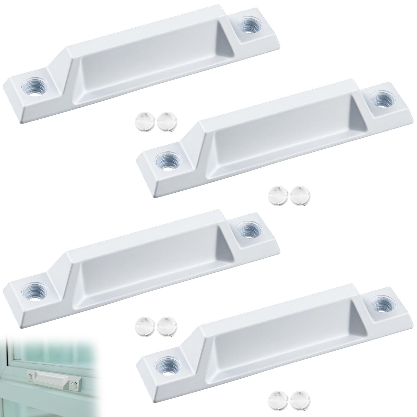 Yaocom 4 Pcs Window Sash Lift, Die-cast Zinc 3-5/16" Handle, White