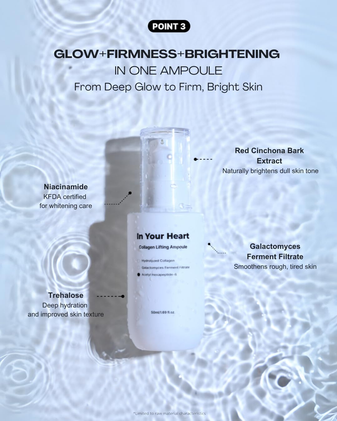 In Your Heart Collagen Lifting Ampoule 1.69 fl oz Anti-Aging Serum with French Hydrolyzed Collagen, Acetyl Hexapeptide-8, Adenosine, and Hyaluronic Acid for Skin Firming and Deep Hydration