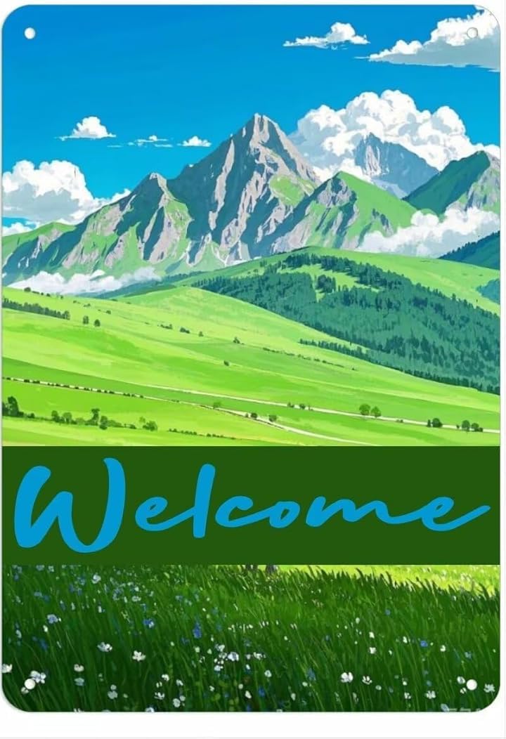 Welcome Wall Art Decor Plaque for Cafe Farm Fishing Garage Garden Yard Tin Sign 8x12 Inch