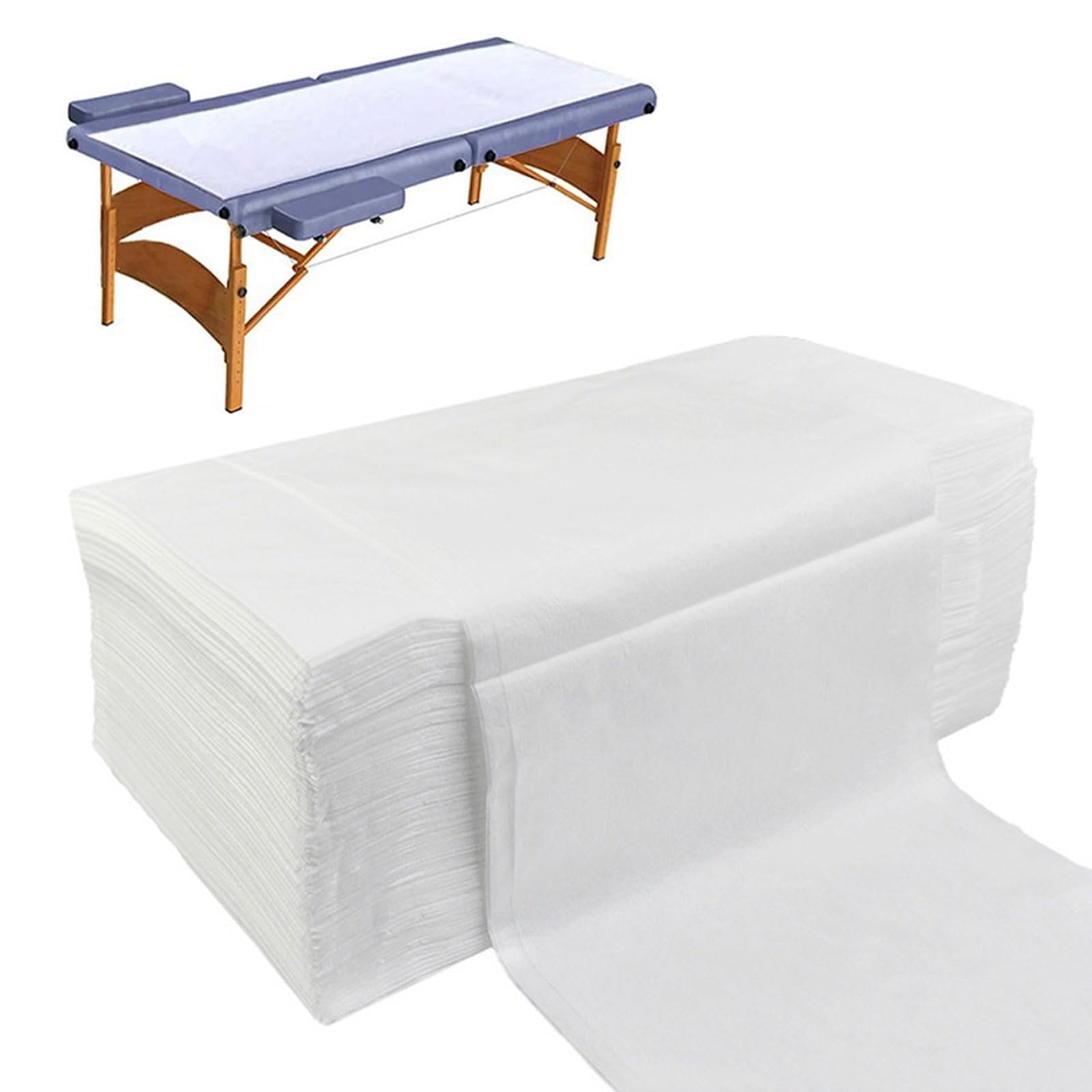 100PCS Einweg Bettlaken, Einweg Massagetisch Bettlaken, Einweg Auflage für Massageliegen Spa Tattoo Salon Vliesstoff 80 x 180cm (Weiß)