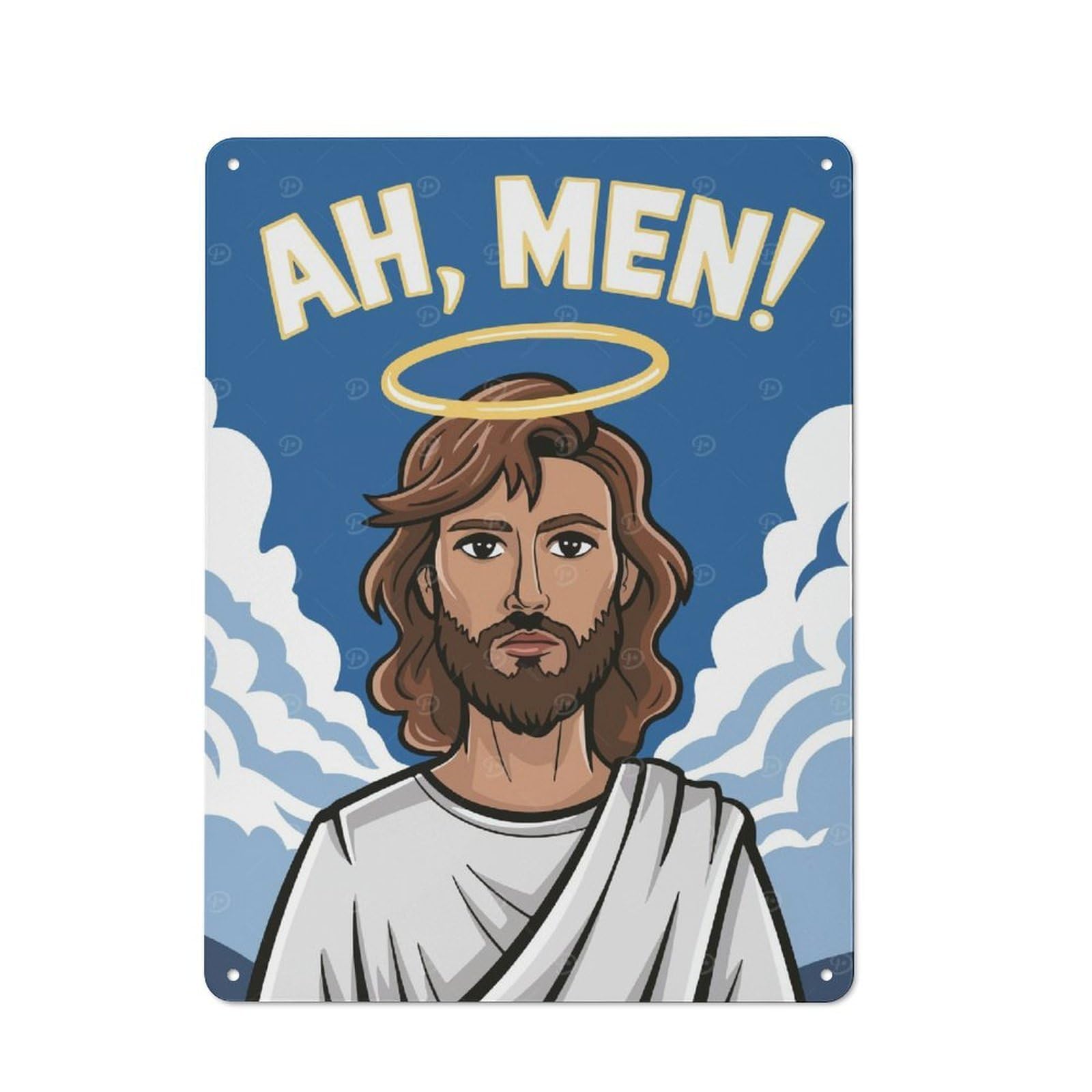 Junmoney Jesus Christ Cartoon Rustic Metal Plaque 40X30cm For Hobby Room Or Studio, For Vintage Wall Decor Fans, For Garage And Workshop Walls