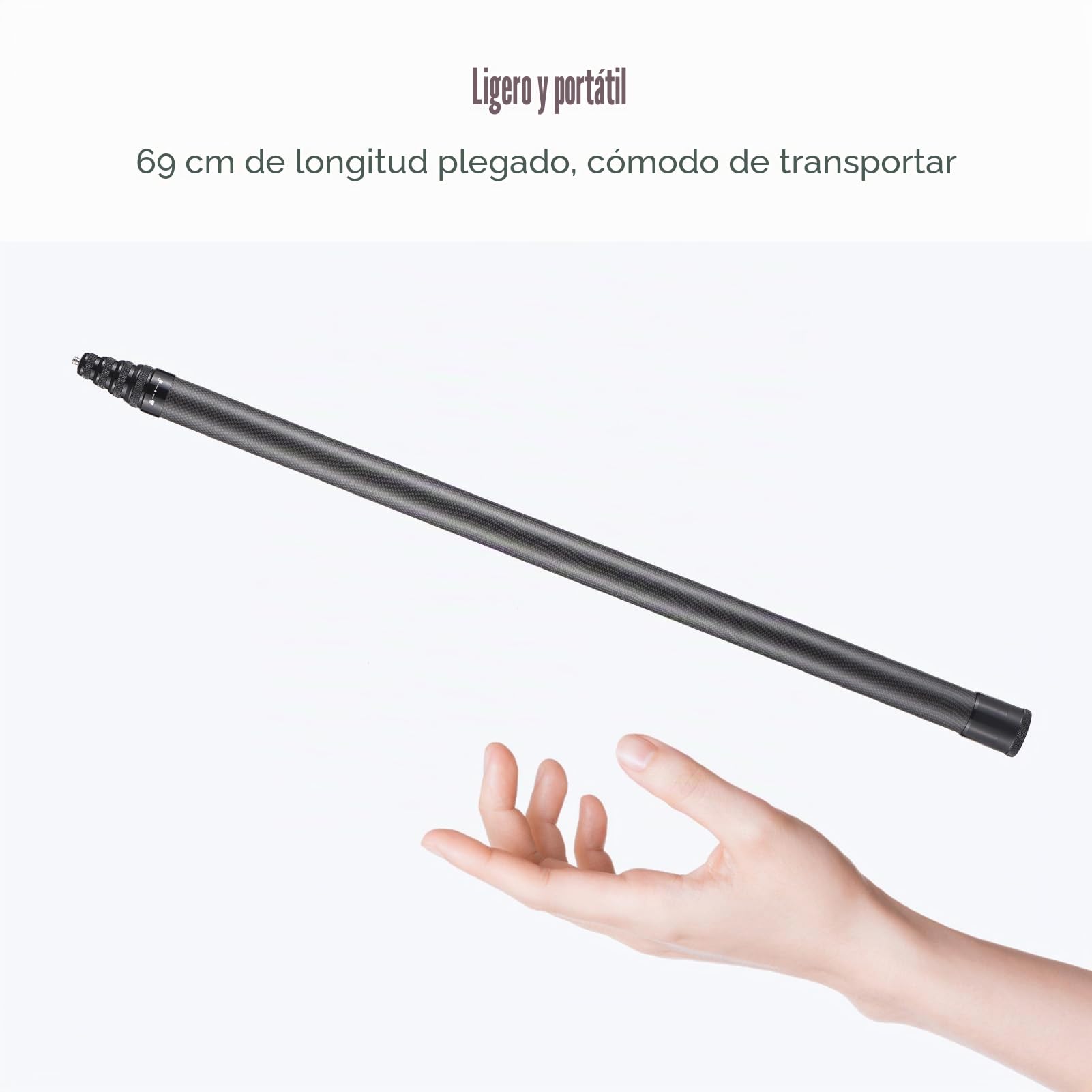 Andoer Palo selfie invisible de 500 cm, palo para selfies, soporte de fibra de carbono, soporte para cámara con tornillo de 1/4 pulgadas, compatible con GoPro/Insta360 X2/X3/X4 y otras cámaras