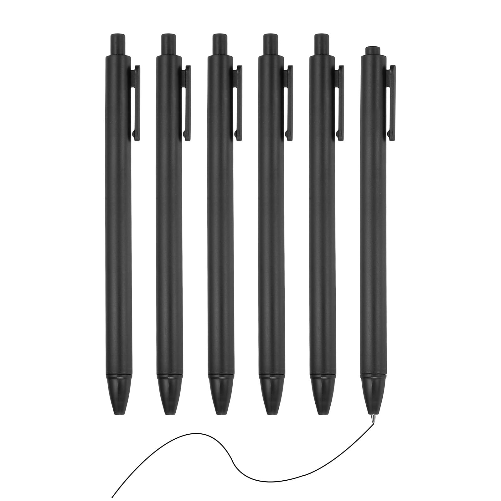 PATIKIL 6 Pack Retractable Pens 0.5mm, Black Gel Ink Pens Retractable Ballpoint Pen Fine Point Smooth Writing Cute for Office Home Supplies Journaling Notebook, Black