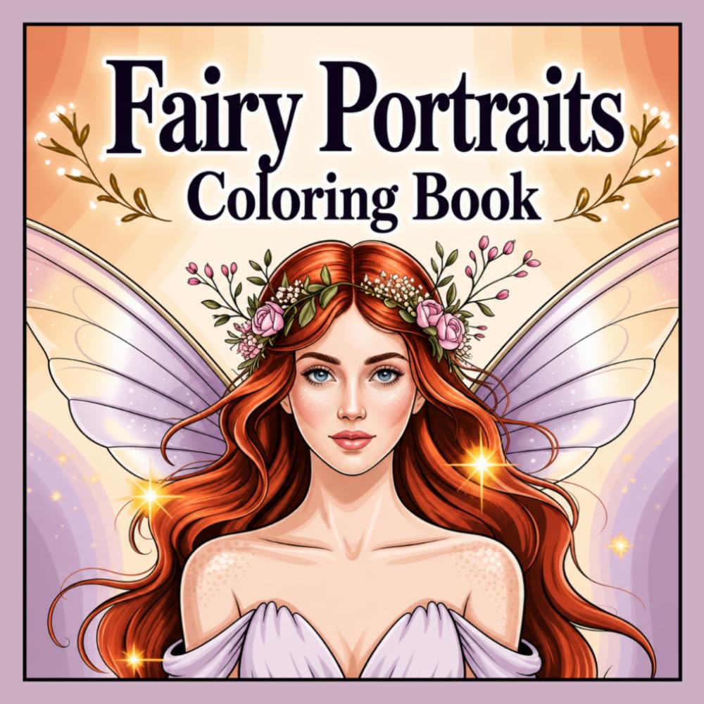 Fairy Portraits Coloring Book: 50 Coloring Pages for Adults and Teens with Fantasy Girls, Floral Crowns, Elegant Wings, and Whimsical Portraits for Relaxation (Portraits Collection)
