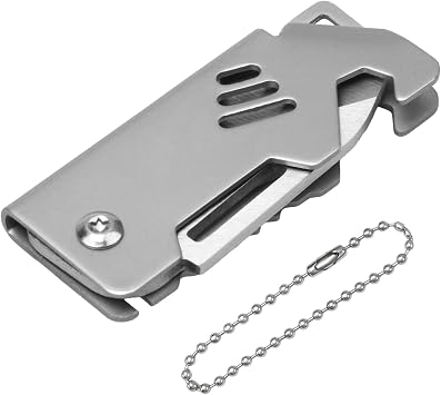 Mini Folding Box Opener Tool with Bottle Opener End, Compact EDC Pocket Utility for Unpacking Parcels, Stainless Steel Portable Keyring Gadget for Outdoor Travel, Daily Carry and DIY Use