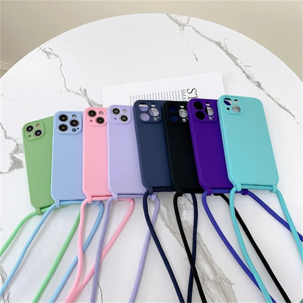 Naszyjnik Crossbody Smycz Pasek Silikonowy Płynny Etui Do iPhone'a 15 13 11 12 14 Pro Max XS XR X 8 7 Plus Miękkie Cukierkowe Etui, Kamelia Czerwona, Do iPhone'a 15 Pro