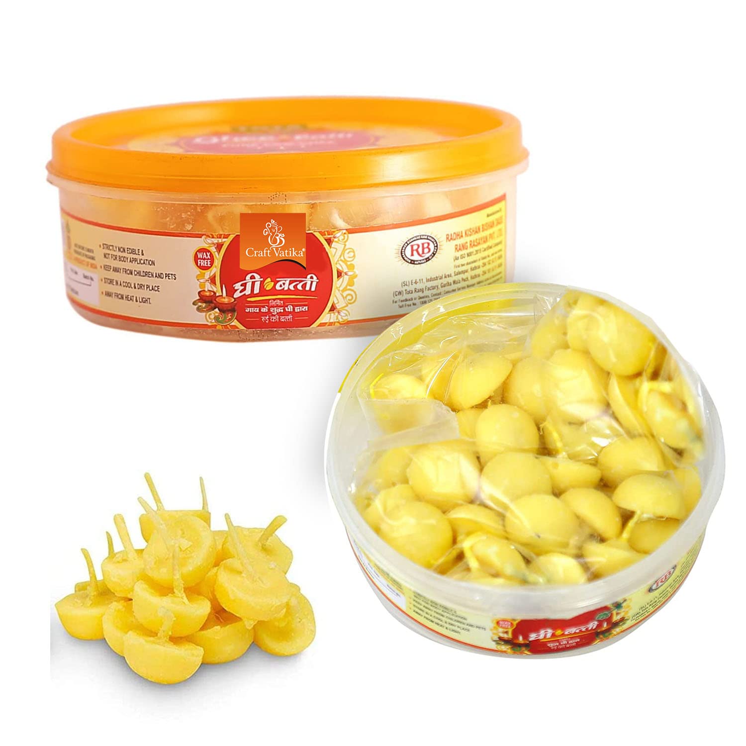 Buy CraftVatika Readymade Diya Ghee Batti Pure Cow Ghee Cotton Wicks