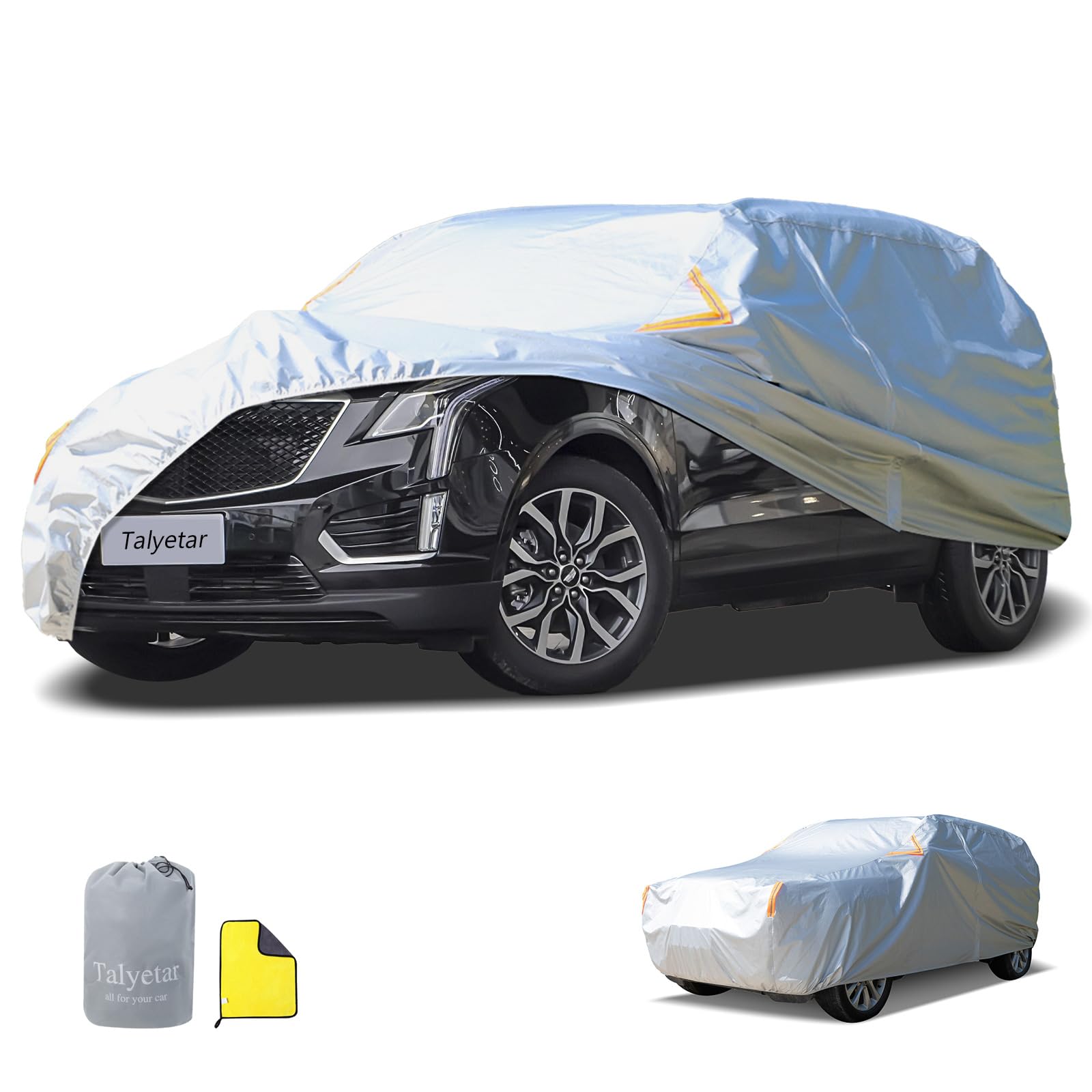 Car Cover Waterproof All Weather,Car Covers for Automobiles with Driver Door Zipper,Outdoor Car Cover Rain,Snow and UV Protection with Waterproof Adhesive Strip, Fit SUV-Length 185" to 190"