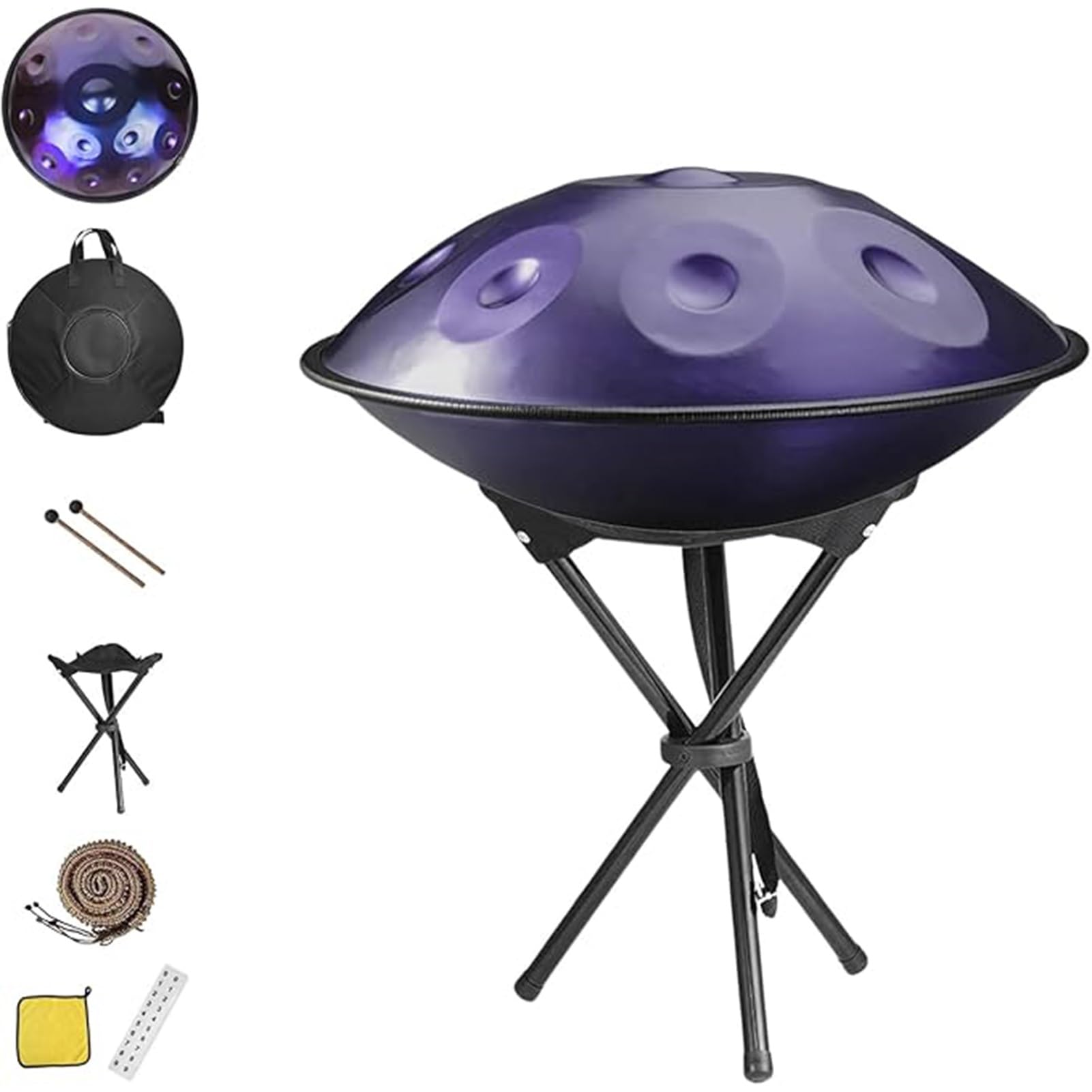 Tambour En Acier - 9/10/12 Notes En Ré Mineur Kurde Instrument De Tambour Handpan, 432/440 Hz, Instruments De Musique À Percussion Ensemble De Tambour À Main(Dark purple,440HZ/9Note)