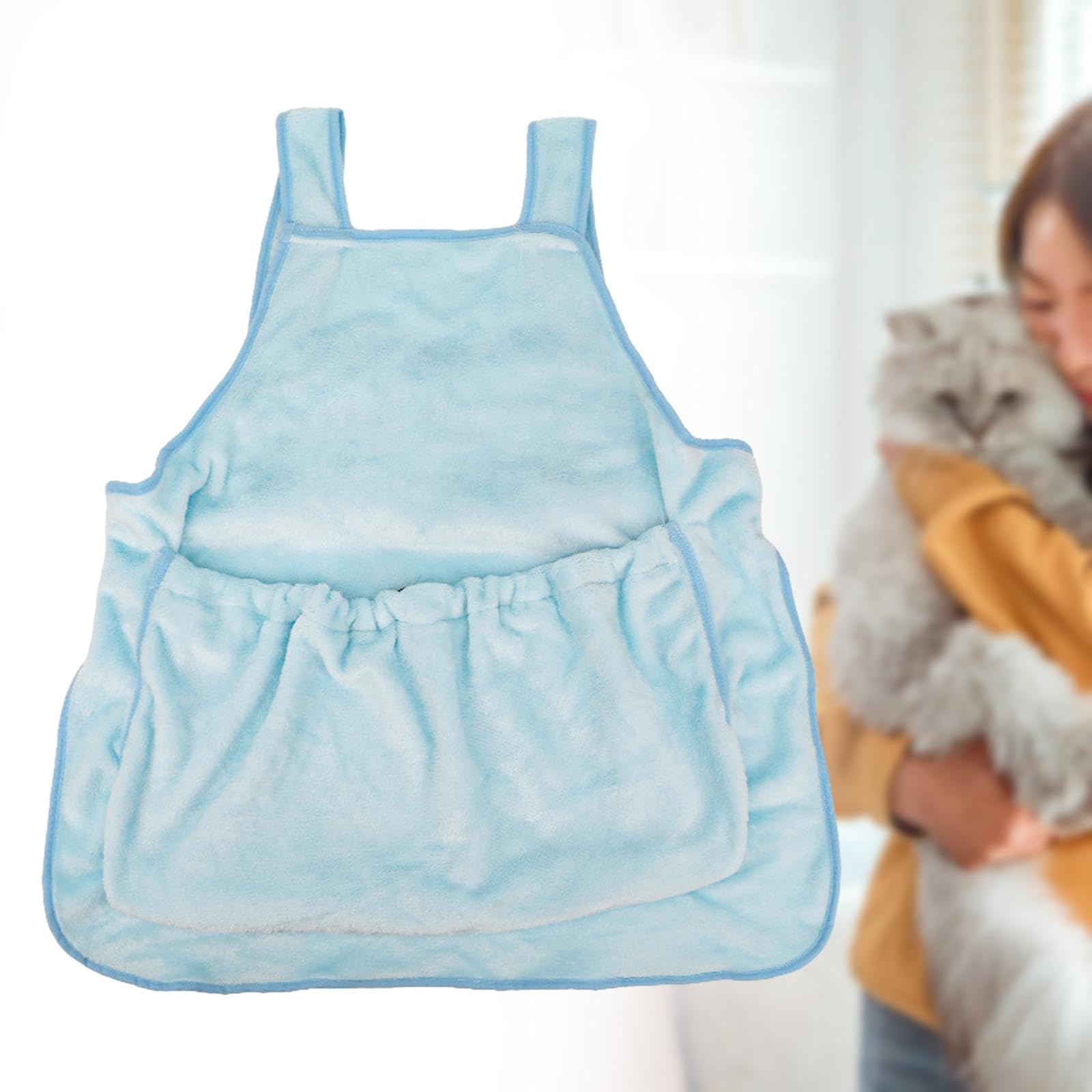 Katzentrage Schürze Tragetasche Haustierbeutel Tragetasche mit Tasche Aus Baumwolle Und Kordelzug für Bequemes Halten Sowie für Katze Hund Tragen Reis, Blau