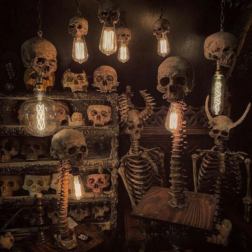 Menschliche Wirbelsäule Skelett Lampe Halloween 3D LED Skelett Spukhaus Ornament Requisite für Geburtstag mit Harzgussteilen (1)