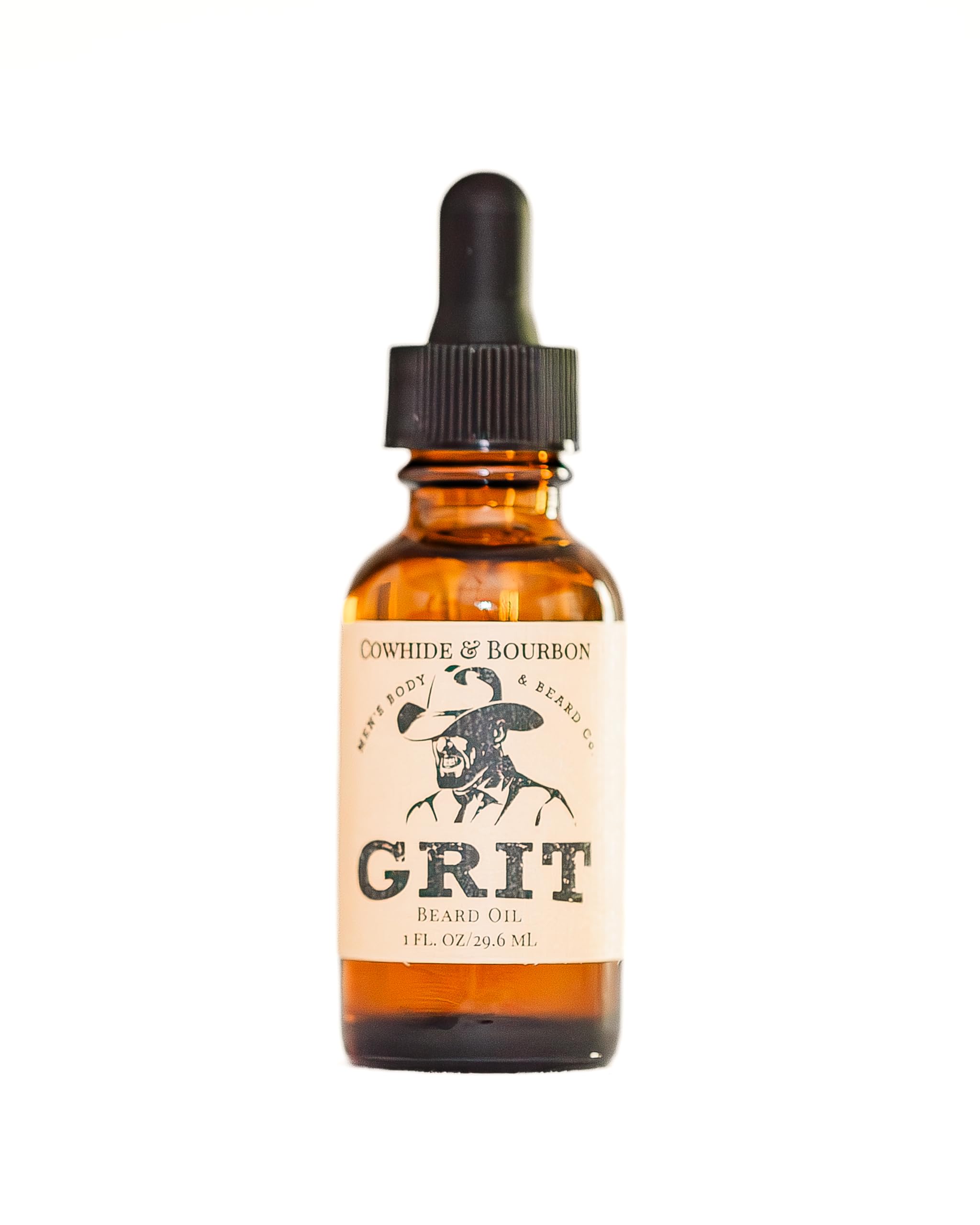 GRIT Cowhide & Bourbon Premium Beard Oil (1 Fl oz) | Coconut Oil, Vitamin E | Beard Oil for Grooming | Hydrating Conditioning Oils | Softens Brittle & Dry Facial Hair |