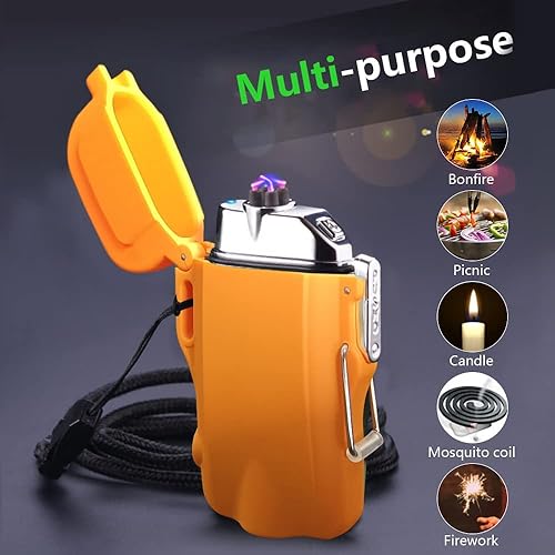 Miniatura 5 de Encendedor eléctrico, encendedor de doble arco impermeable para exteriores, resistente al viento, encendedor USB recargable, encendedor de plasma
