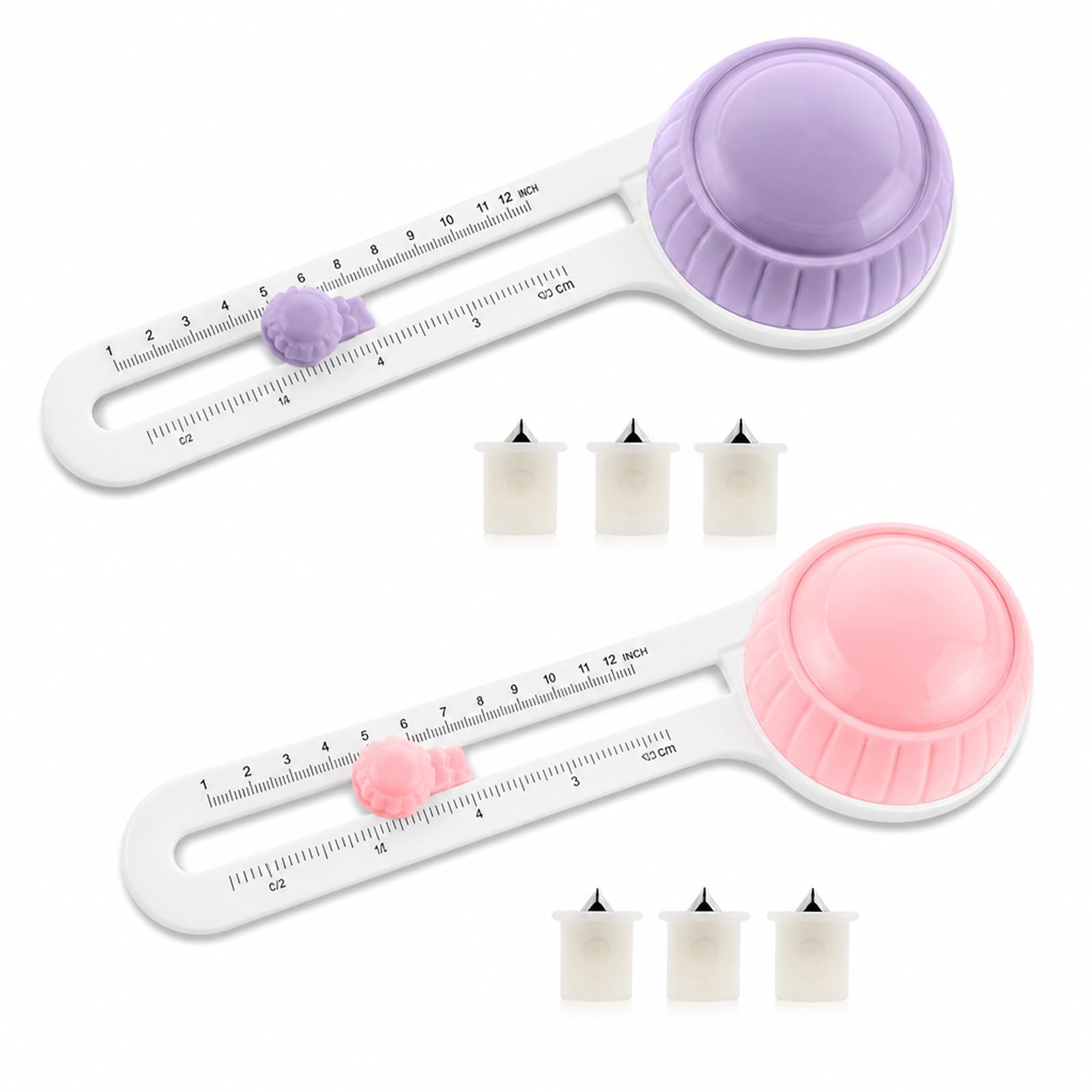 2 Pack Circle Craft Tool Set – Adjustable Rotary Paper Craft Tool with 3 Accessories Each
