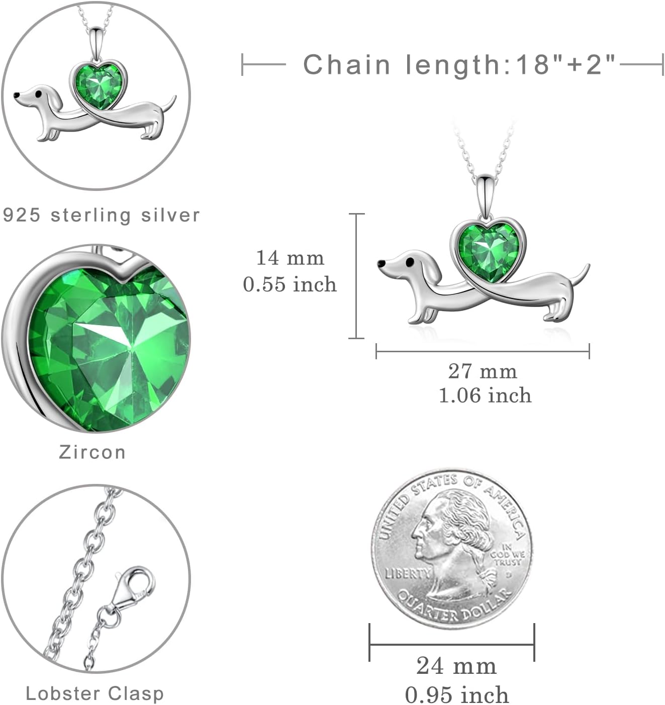 Dachshund Gifts Dachshund Necklace 925 Sterling Silver Dachshund Gifts for Women Birthstone Dachshund Jewelry Gifts for Women - Image 6