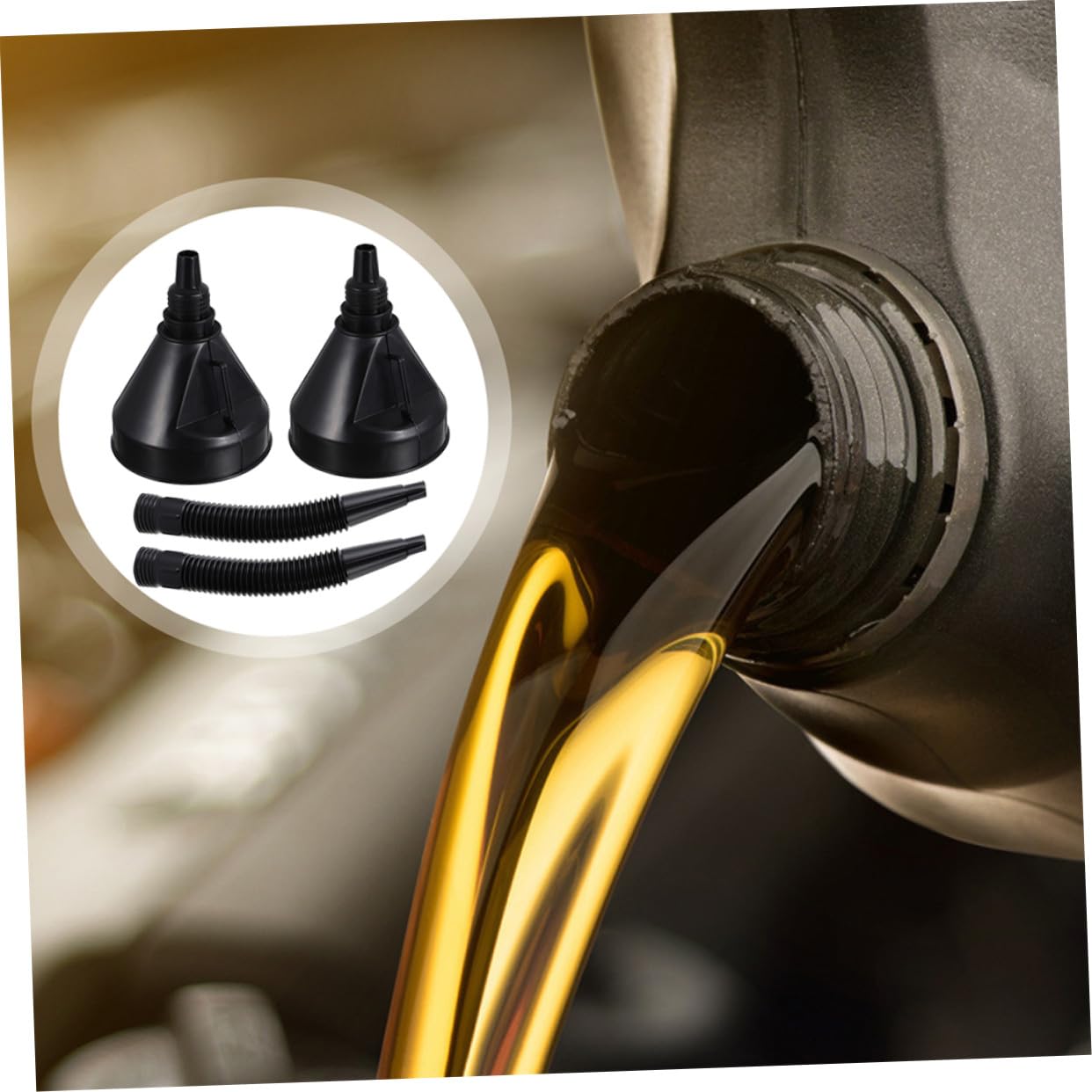 3pcs Flexible Plastic Oil Funnels with Filter Mesh for Car and Motorcycle Refueling Transmission Drain and Gasoline Funnel Portable and Use Tool
