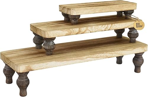 Ikee Design Juego de 3 piezas de soporte elevador de madera, soporte elevador de exhibición de postres de magdalenas, soporte para monitor, soporte