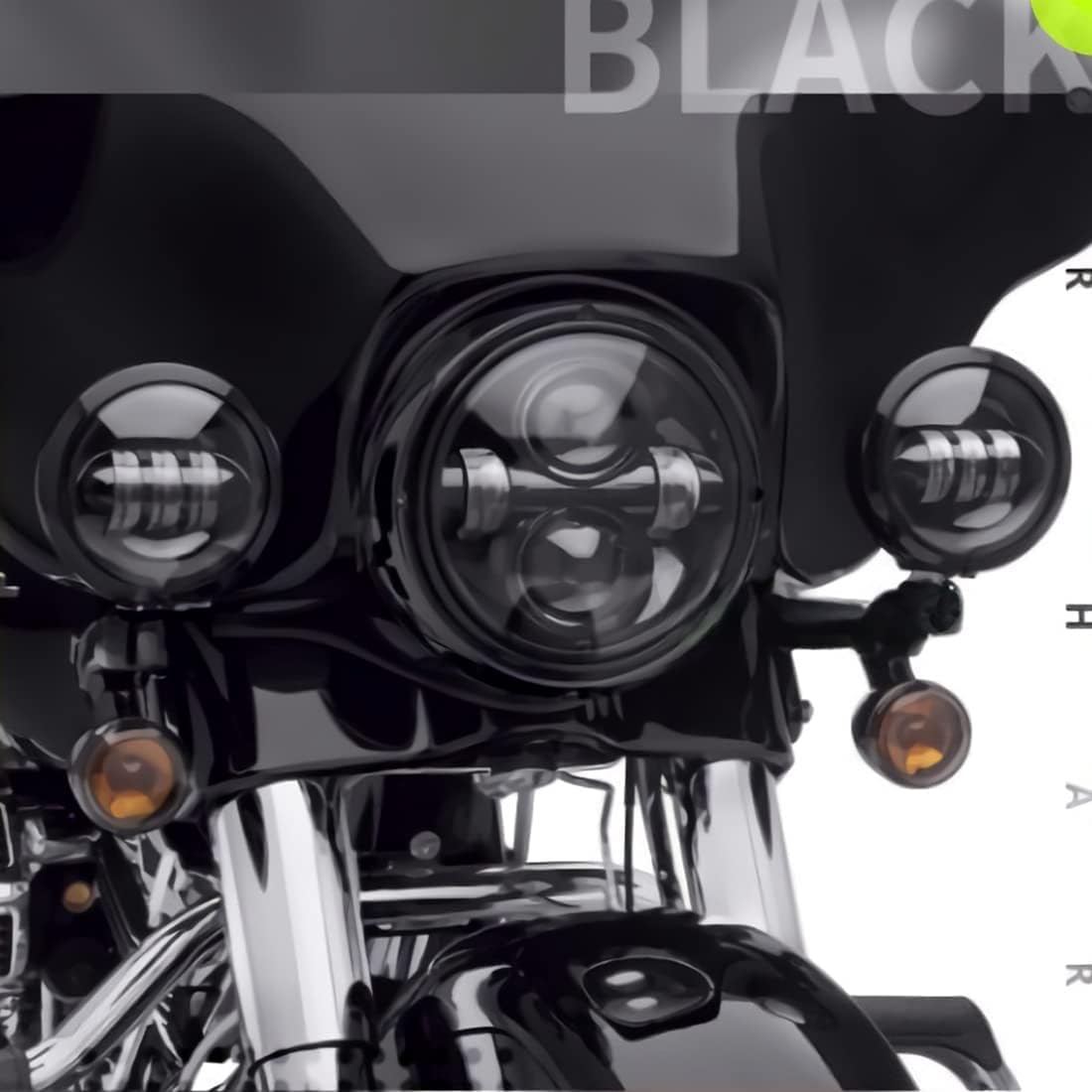 4.5" LED Motorcycle Fog Lights with Turn Signal & Mounting Brackets, DOT Compliant Auxiliary Spot Driving Lights for HD Touring Bikes 1994-2024, Waterproof Housing (Black)