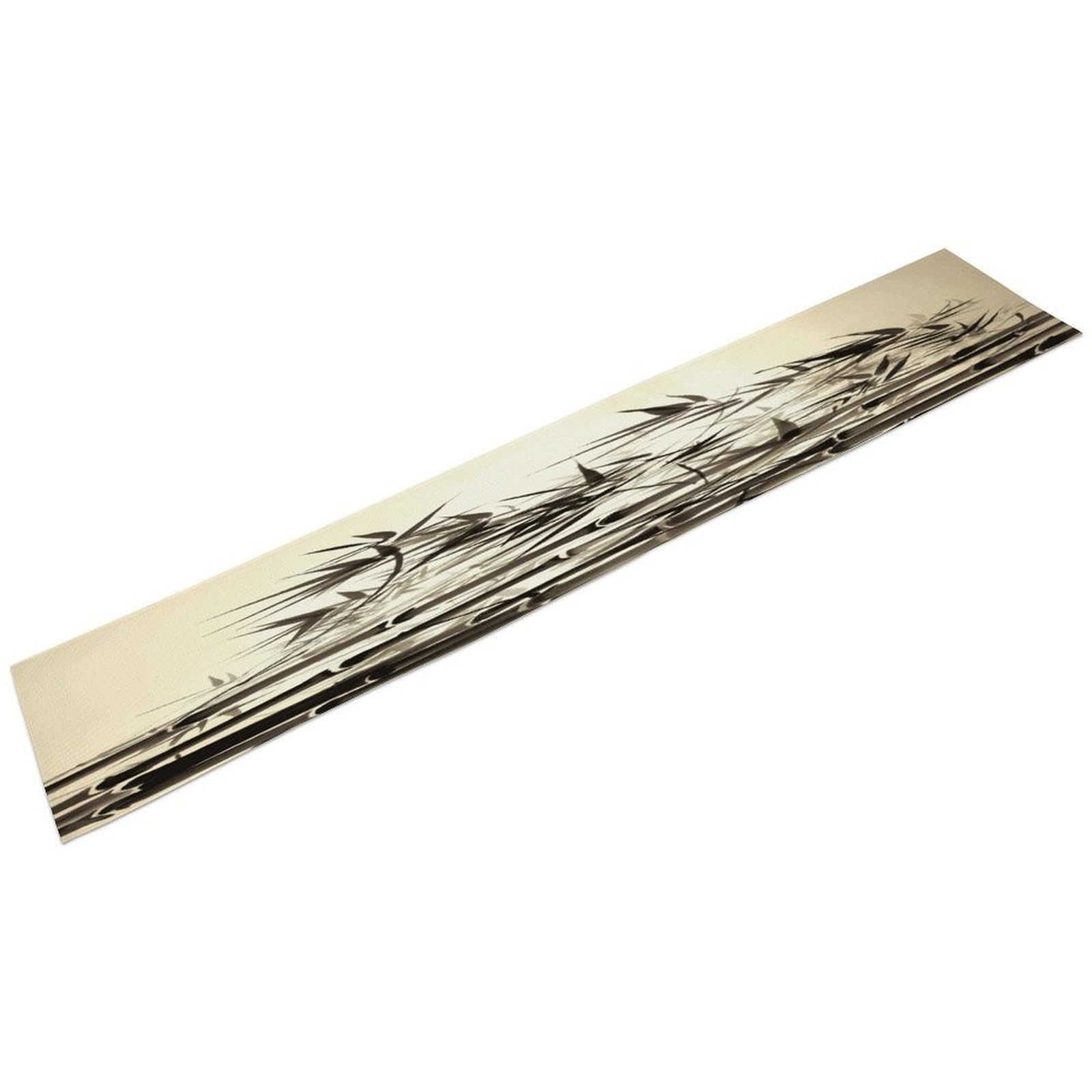 Bamboo Tree Image Chinese Calligraphy Table Runner 13" X 72" Exquisite Linen Table Runner Wrinkle Resistant Farmhouse Rustic Table Runners Seasonal Table Decoration for Kitchen Dining Home Party