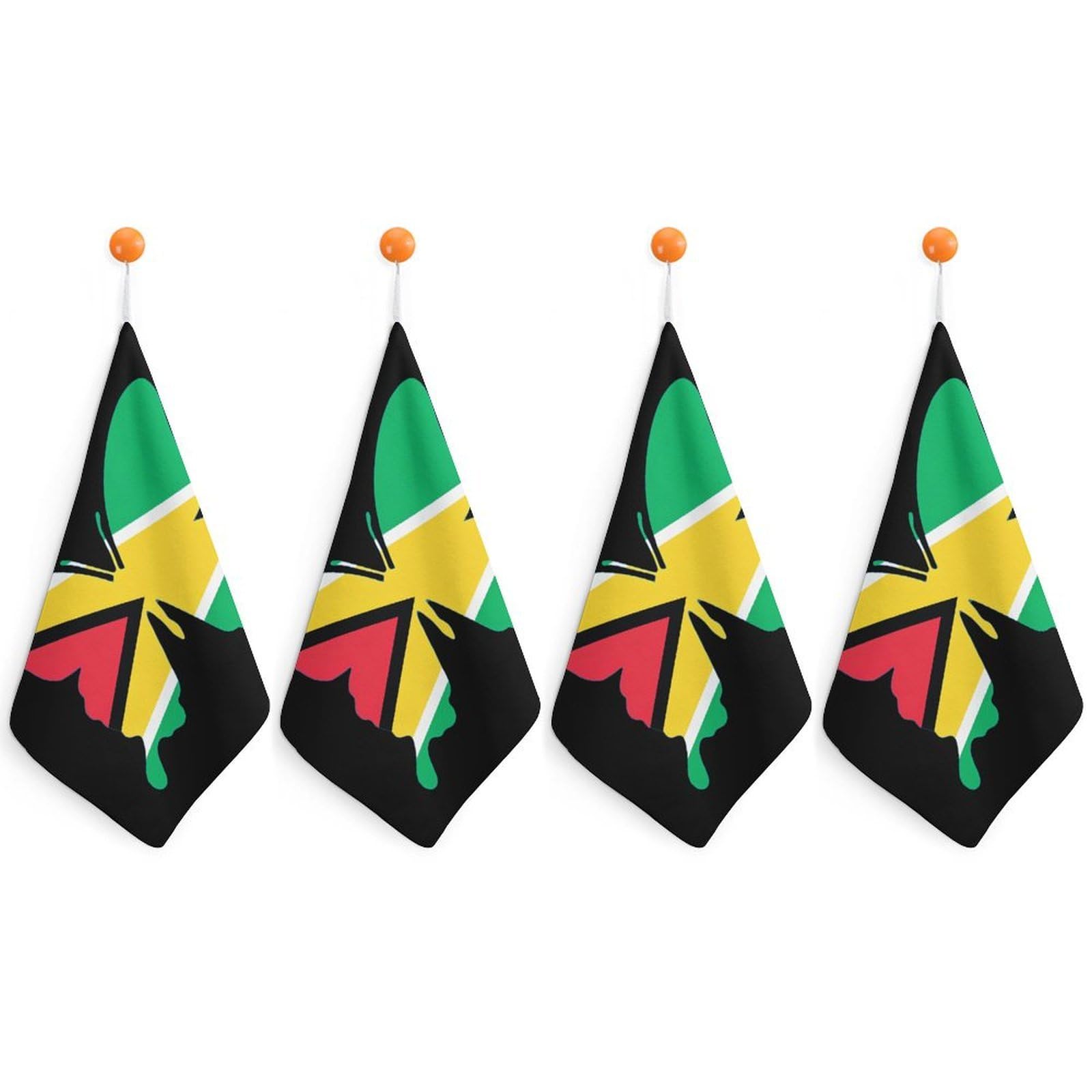 TXFBTRFSA Guyana Flag Butterfly Hand Towels with Hanging Loop Kitchen Towel Handkerchiefs Cleaning Cloths