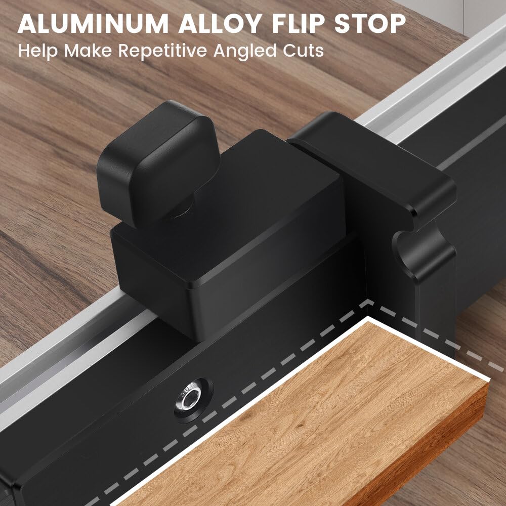 VIDOO Mosiężny Uchwyt 450mm Przymiar Kątowy 27 Kątów Box Joint Jig Szyna Stop Piła Stołowa Montażowa
