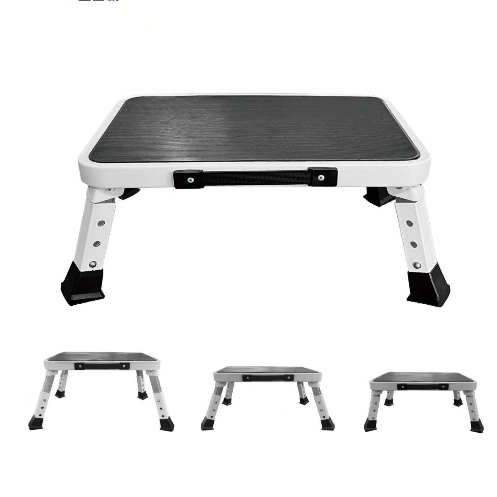 Foldable Step Stool, Adjustable Step Stool with a Non-Slip Platform, Step Ladder with Thick Rubber Feet for Adults Children in Kitchen, Bedroom,