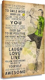 Vintage Tennis Poster Inspirational Quotes Wall Decor Framed Art Today is a Good Day Motivational Pictures Canvas Abstract Artwork Painting for boys Room Framed (12x18inch)