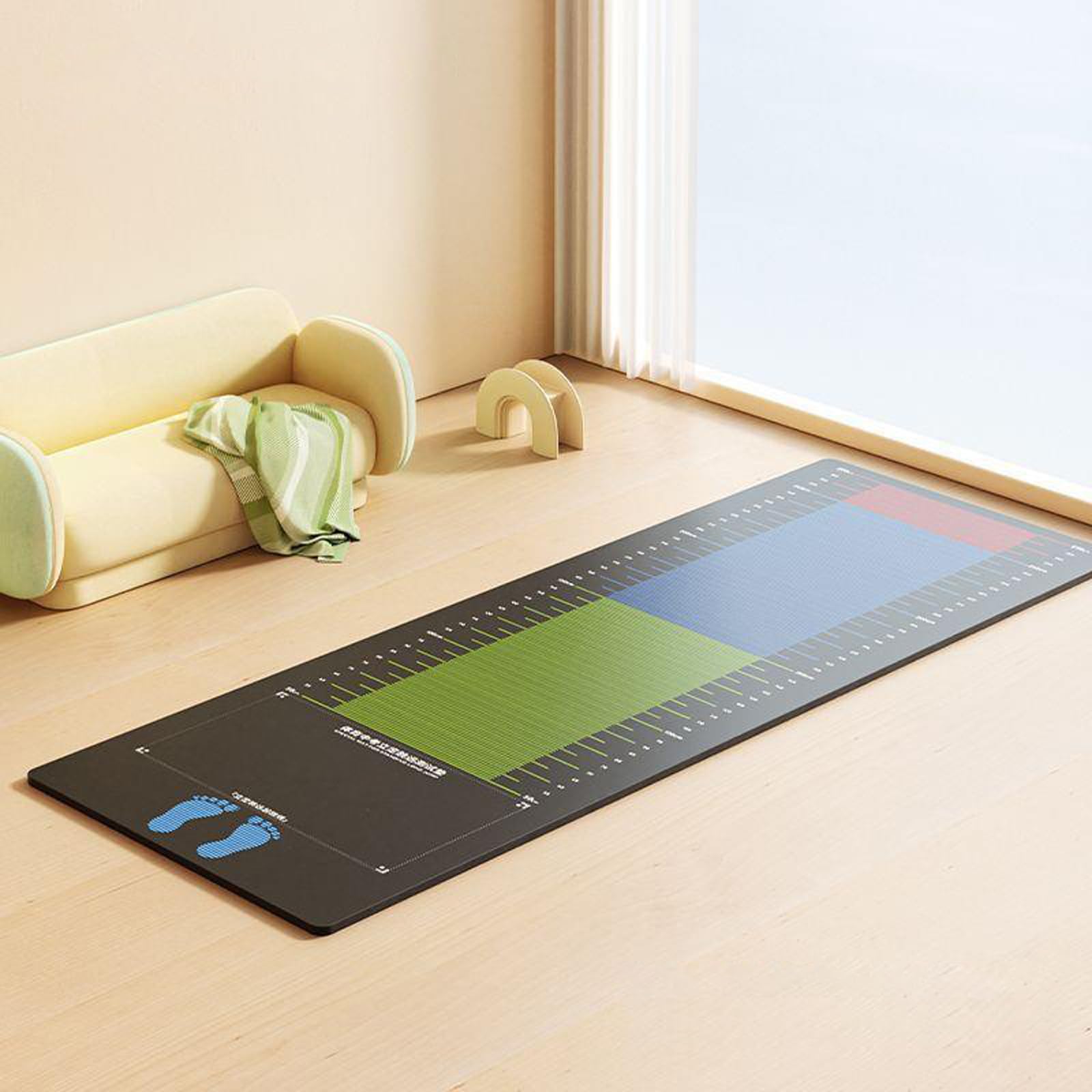 Pilates Fitnessmatte Standweitsprung-Testtrainingspad for Kinder, Erwachsene, rutschfeste Weitsprungmatte mit Teppichboden(S)