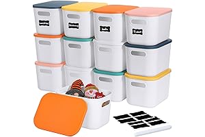 12 Pack Plastic Stackable Storage Bins with Lids and Handles