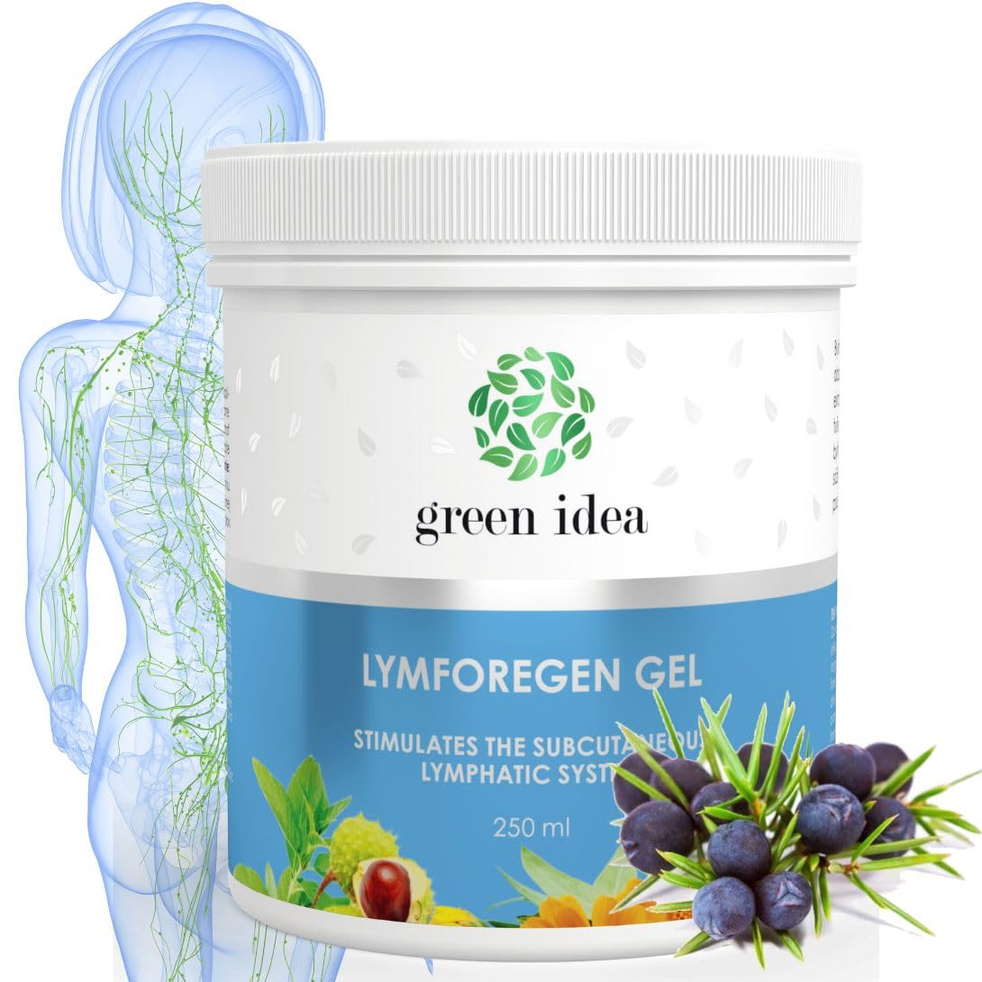 Green idea Lymforegen Gel para Piernas Cansadas y Pesadas – Gel Refrescante para Masaje Corporal con 15 Extractos Vegetales, Aceites Esenciales, Mentol y Rutina – 250 ml