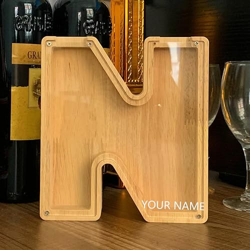 26 bancos de letras personalizados banco de monedas niños alcancía láser nombre personalizado letra madera alcancía