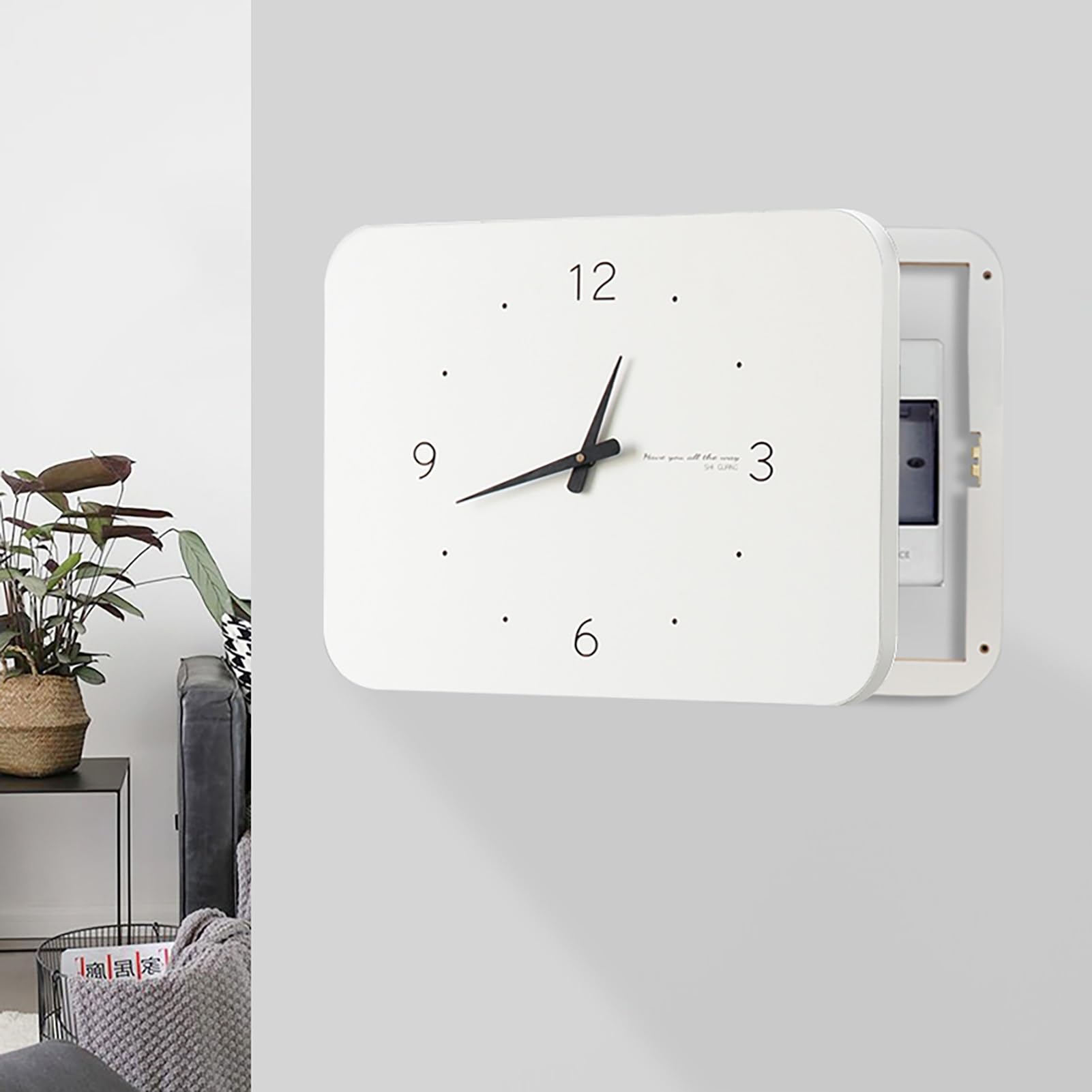 Copri Quadro Elettrico Coperchio Della Scatola Rompi-legno con Orologio, Coperchio del Quadro Elettrico Bianco Decorativo da Parete, Coperchio di Distribuzione Staccabile da Appendere Alla Parete, per