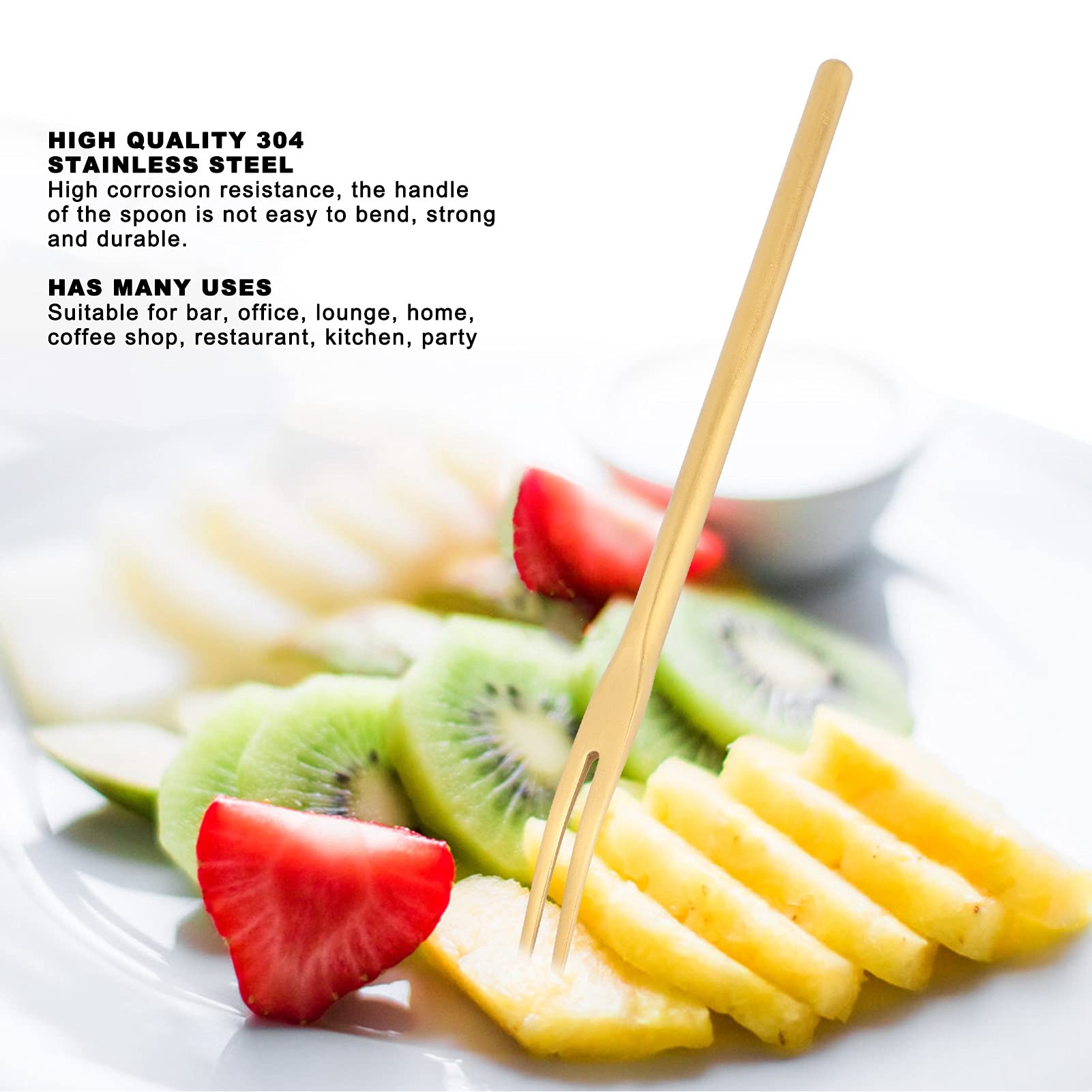 5PCS Stainless Steel Fruit Forks, Mini Dessert Forks Golden Salad Fruit Tasting Forks Cake Forks Food Forks for Birthday Party Wedding Restaurant