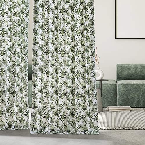 Image of HPD Half Price Drapes Printed Curtains 96 Inches Long Cotton Curtain (1 Panel) Room Darkening Window Curtains for Bedroom & Living Room, 50W x 96L, Artemis Olive Green