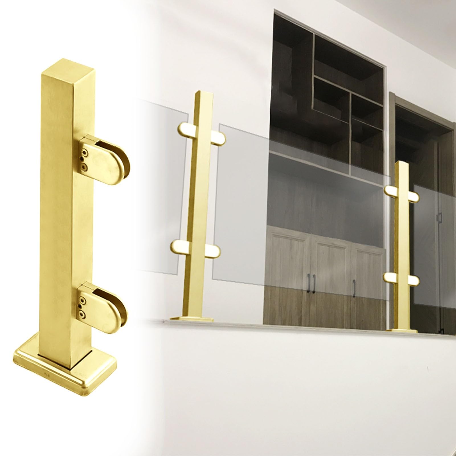 Postes de barandilla dorados para escaleras elegantes y plataformas de diseño contemporáneo 6