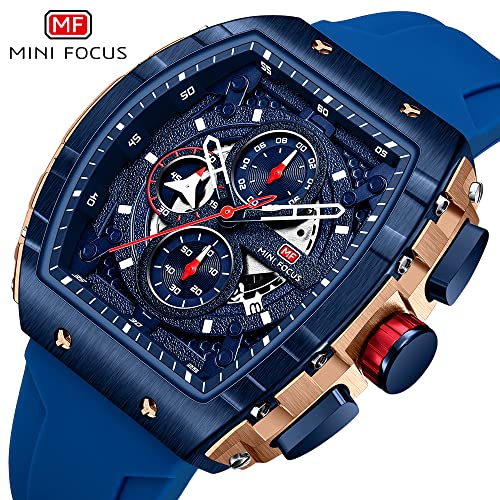 Image of MINI Focus Men's Multifunctional Chronograph Watch for Men with Date, and 24-Hour Sub-Dial, Water Resistant Square Dial Unique Design for Sports, Party, Gifting - (MF0399G)