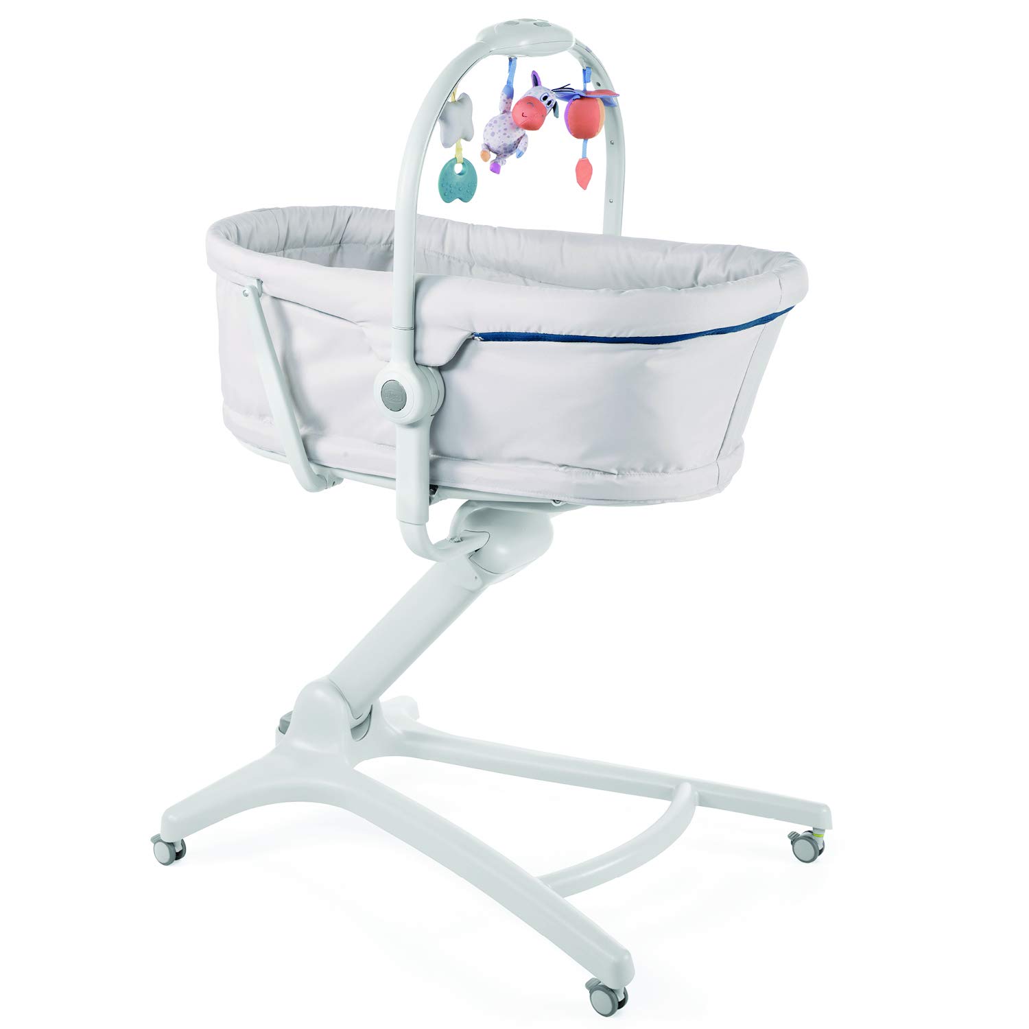 Boppy Chicco Baby Hug 4en1 Berceau Multifonction pour bébé 0 Mois - 15 kg, lit bébé, Chaise Haute et Chaise de Table, avec Barre de Jeu, Dossier inclinable, Hauteur réglable et 4 Roues