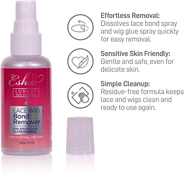 Esha ABSOLUTE Lace Bond Remover (60ML) - Non-Irritating Formula - Highly Effective - Adhesive, Extension, Lace Remover - Quick Removal