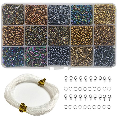 Ewparts kits de perles de bricolage pour la fabrication de bijoux - perles artisanales pour les enfants, cadeaux de fille de bébé perle chaîne faisant ensemble, colliers porte-clés (placage)