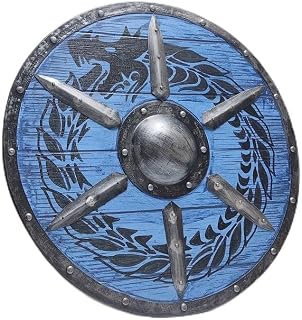 Wooden Shield, Medieval Viking Shield, Compass Shield, Halloween Shield, Viking Replica Shield, Medieval Warrior Shield Blue