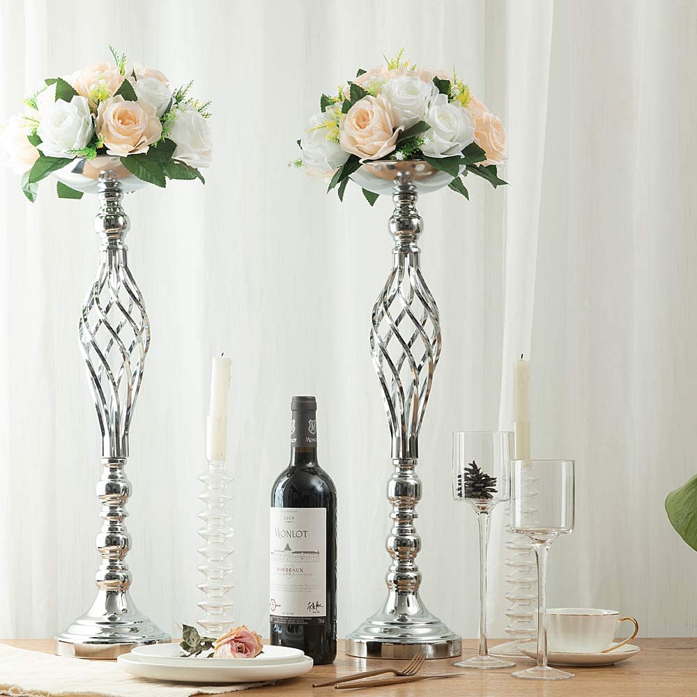 Centros de mesa de boda para mesas de recepción, soportes de candelabros giratorios, jarrones de arreglo floral de boda, centros de mesa de metal para decoración del hogar líder en la carretera de 8