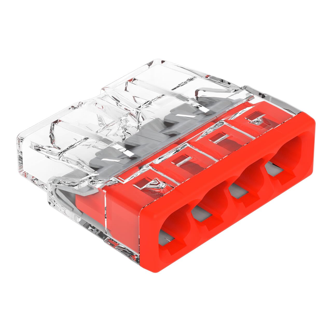 Wago 4 Way Terminal Block Connector, 18 → 14 AWG, 24A, Cable Mount, Push Wire Terminals, 450 V