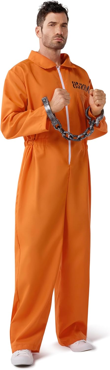 Spooktacular Creations Orange Prisoner Costume, Prisoner Jumpsuit Men,Orange Jumpsuit Women, Halloween Costumes Adult 2025 - Image 3