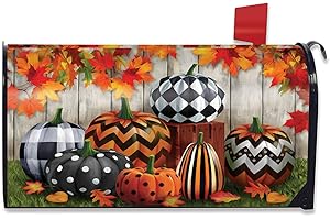 Briarwood Lane Patterned Pumpkins Autumn Magnetic Mailbox Cover Fall Leaves Standard
